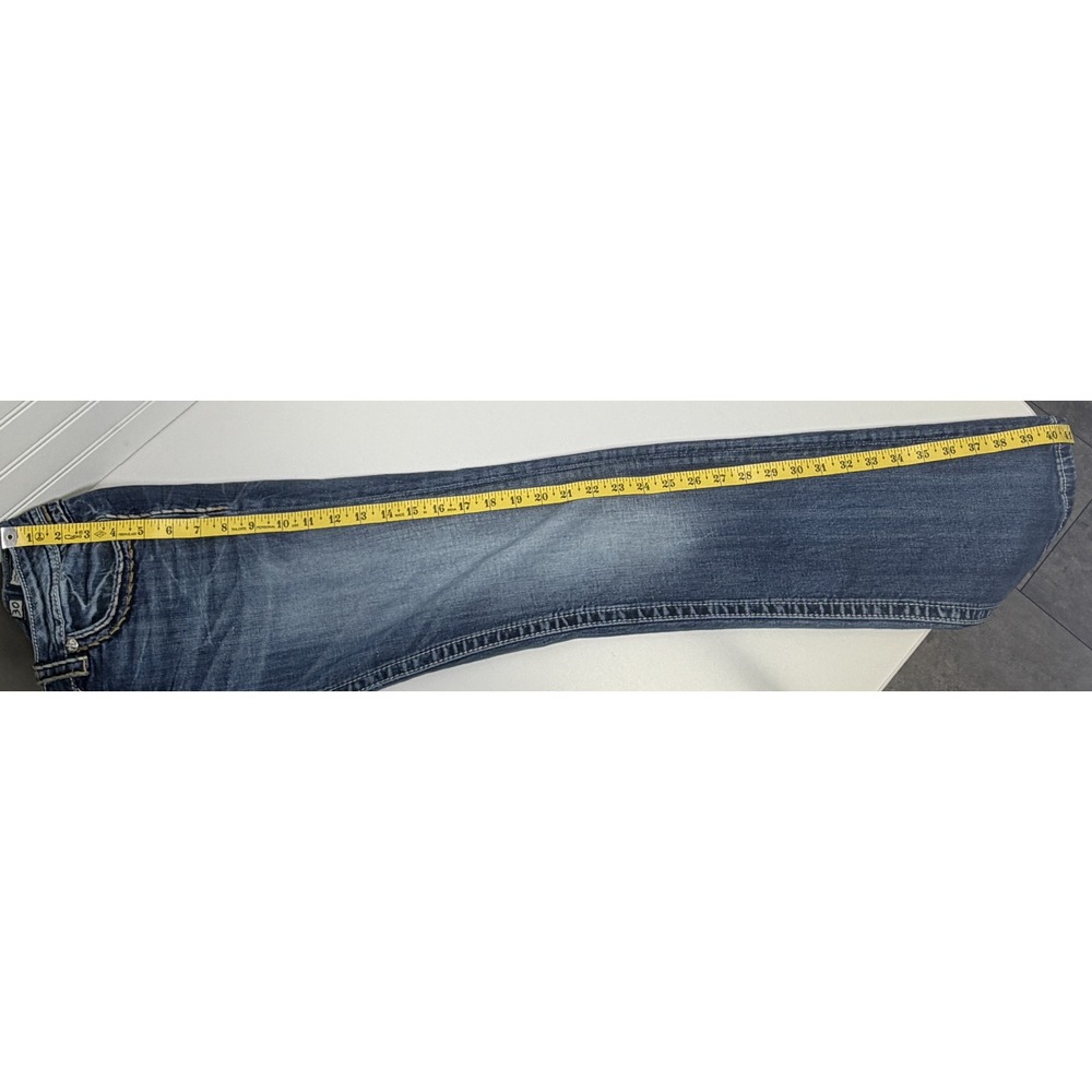 Miss Me Y2K Grunge Rhinestone Flap Pocket Bootcut Jeans Blue Denim Size 30 - Picture 14 of 16